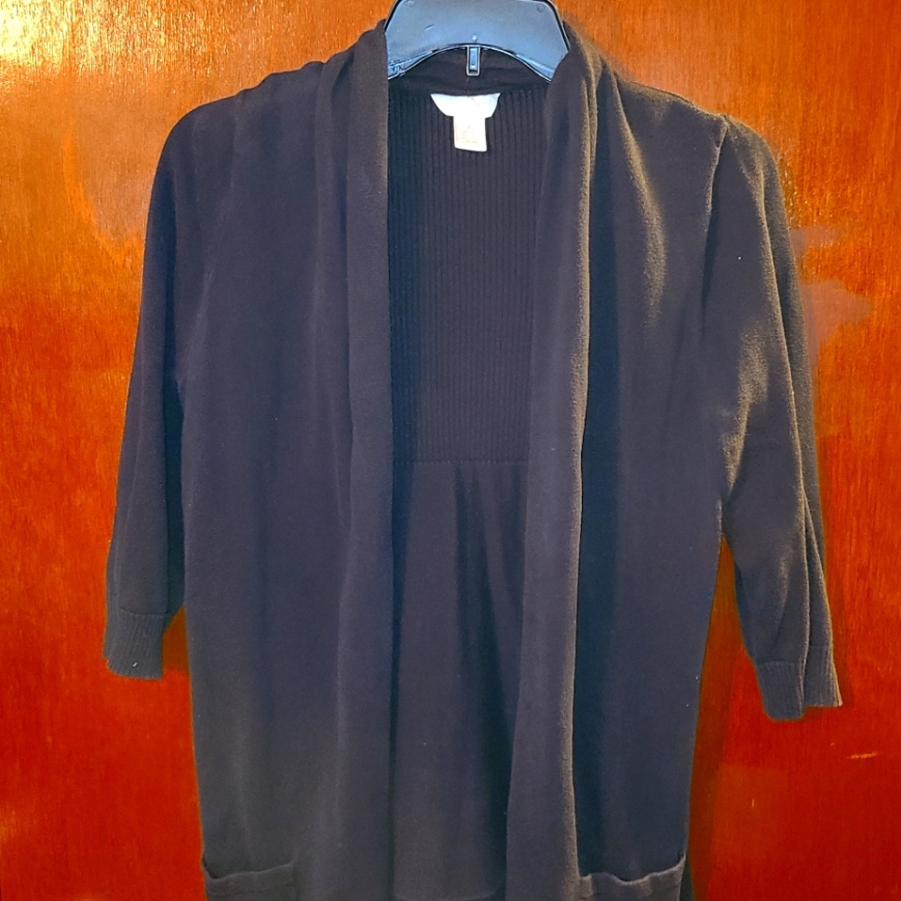 Three Seasons Maternity Black open-front cardigan with pockets size L